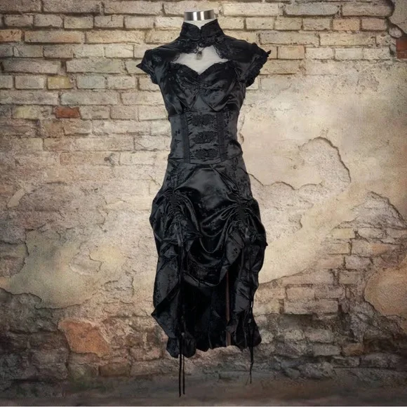 Jawbreaker Gothic Victorian Edwardian Prom Ball Witch Black Dress L - Picture 5 of 9
